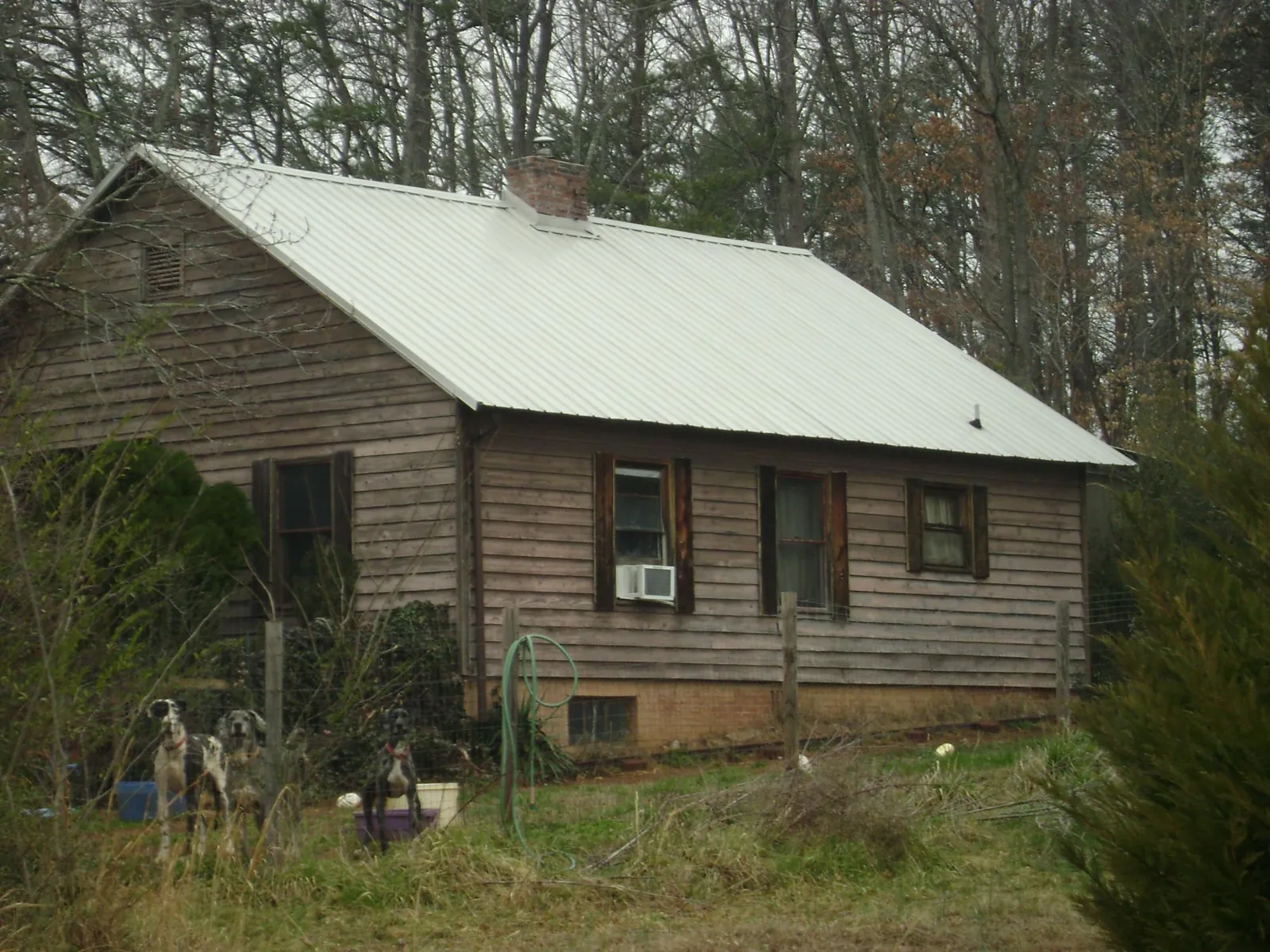 White metal roof on an old wood sided farmhouse, from a Metal Roof Installation job in Gales Ferry